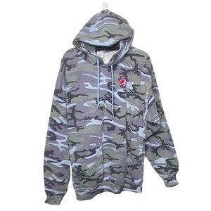 VTG PORT & COMPANY Camo Pepsi Co  Hooded Sweatshirt Hoodie SZ XL Blue Purple